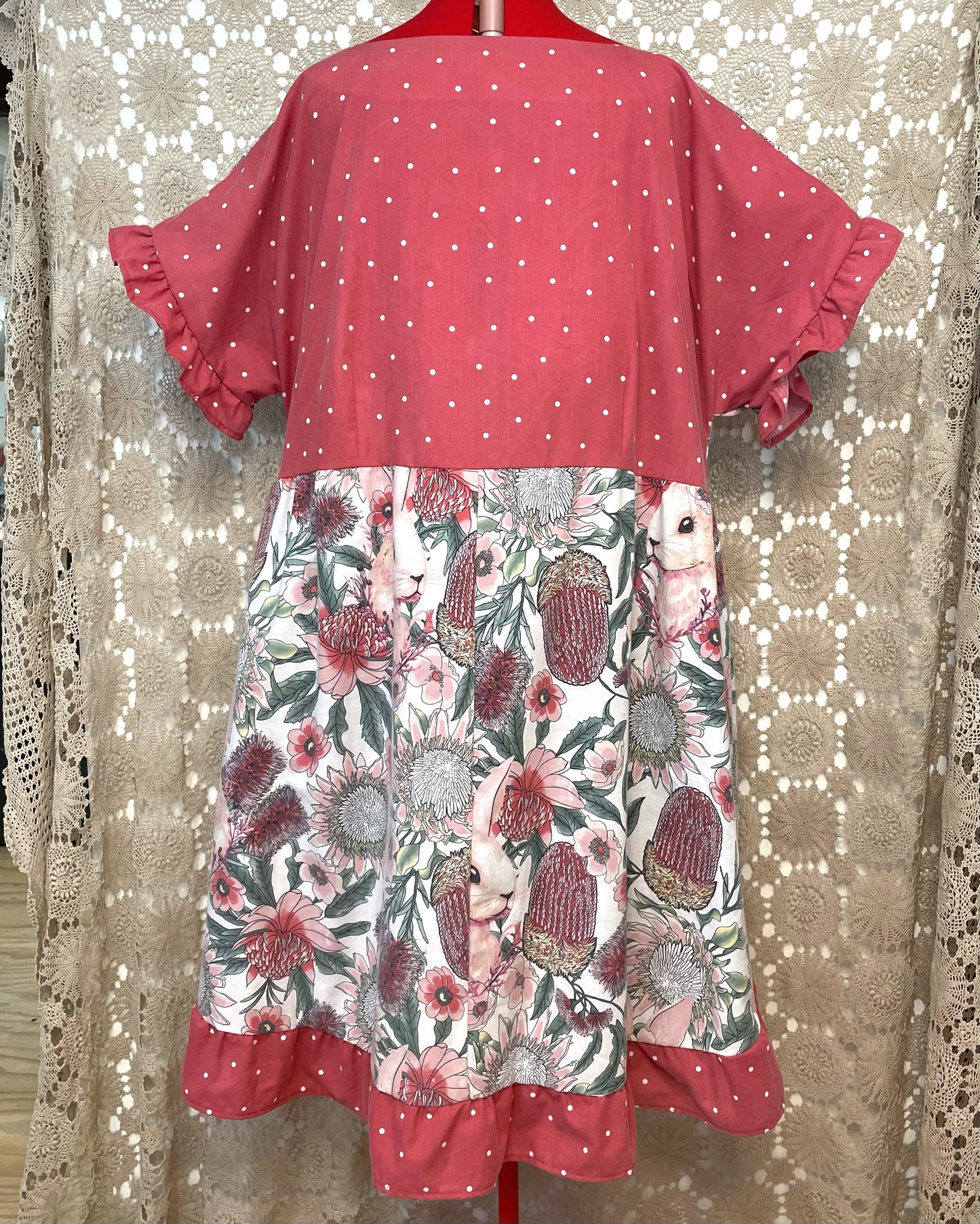 Ruffle Dress - Flora and Rabbits Size 30