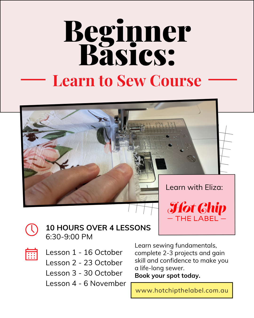Beginner Basics: Learn to Sew Course (October/ November)