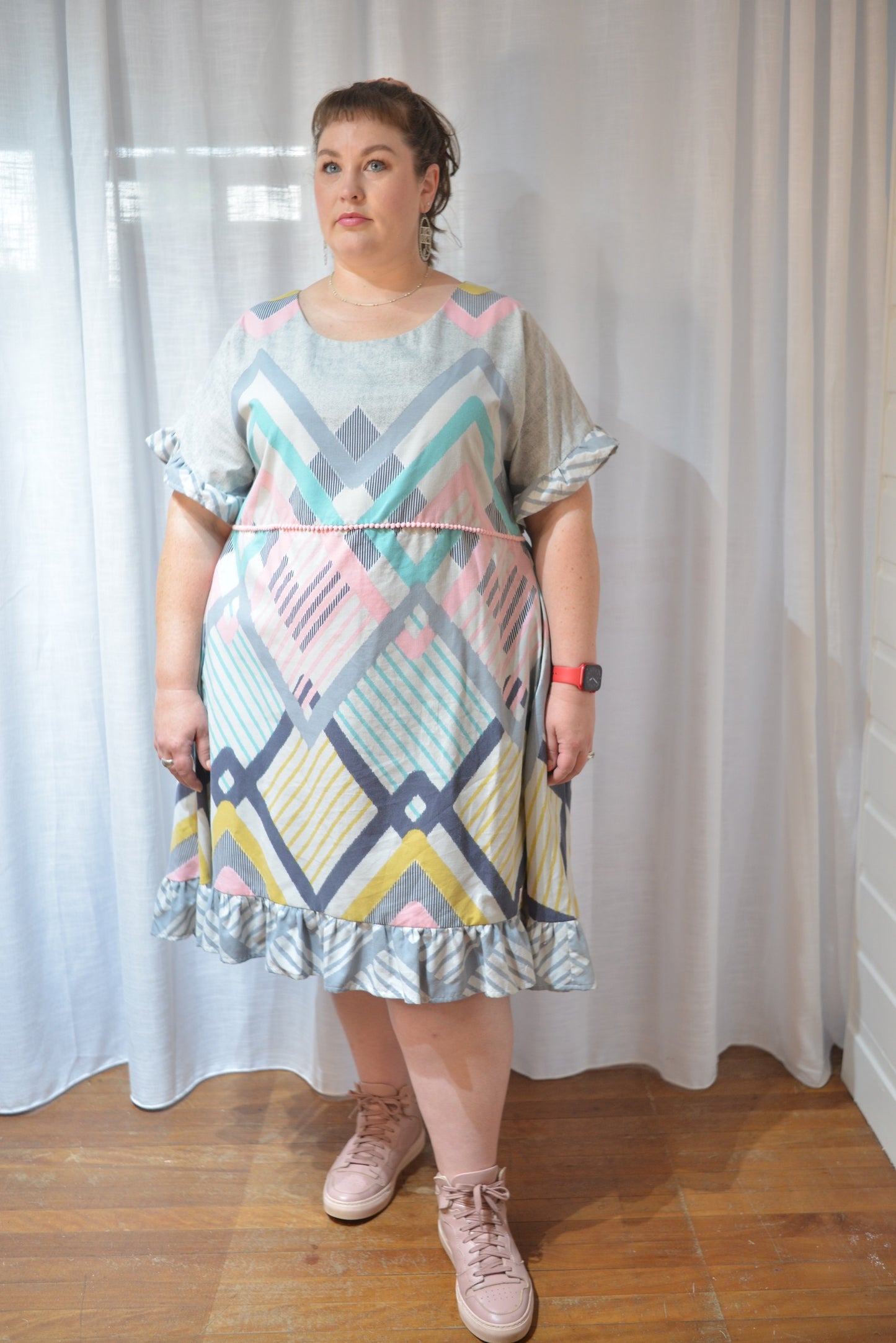 Ruffle Dress - Pastel Diamonds Size 20