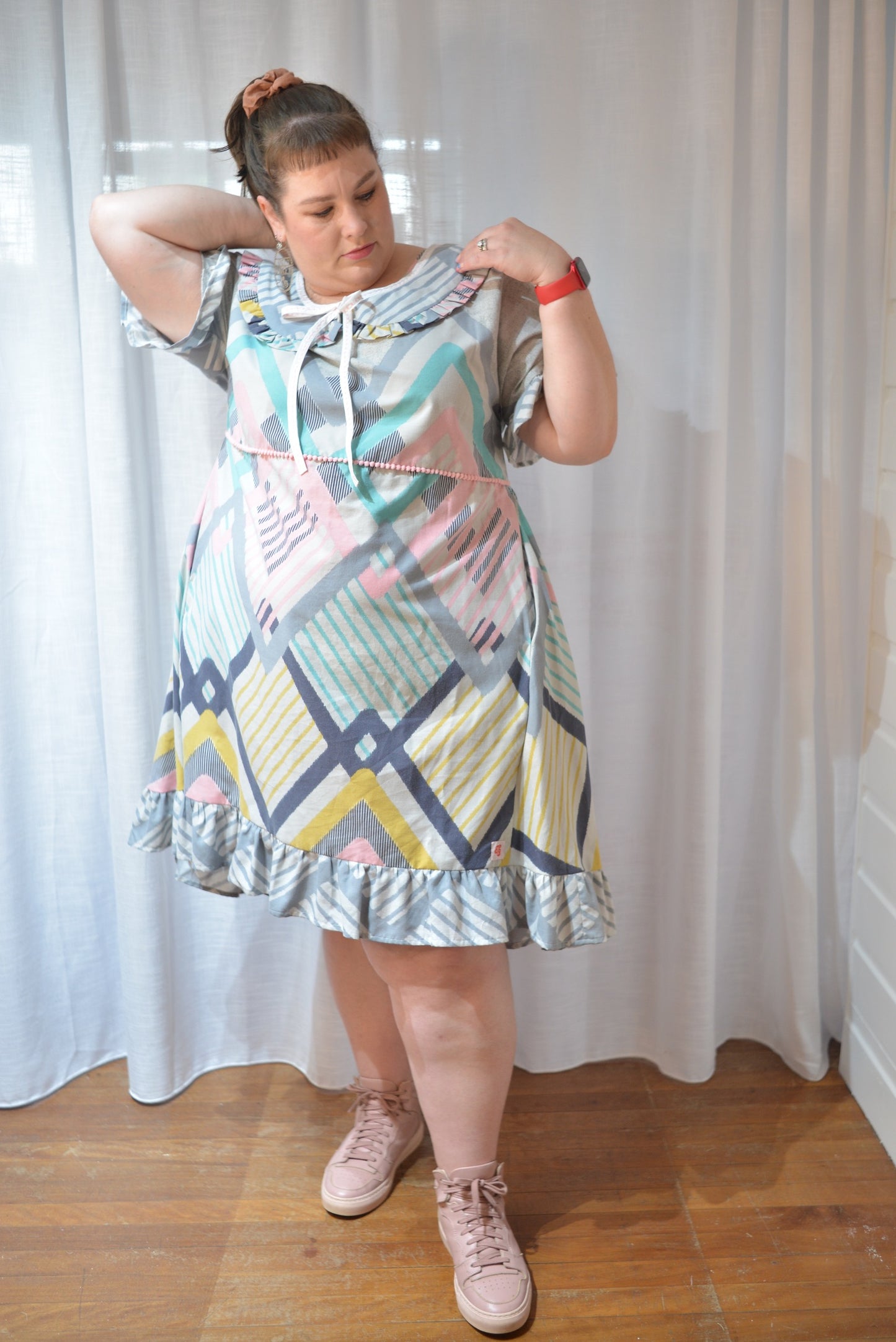 Ruffle Dress - Pastel Diamonds Size 20
