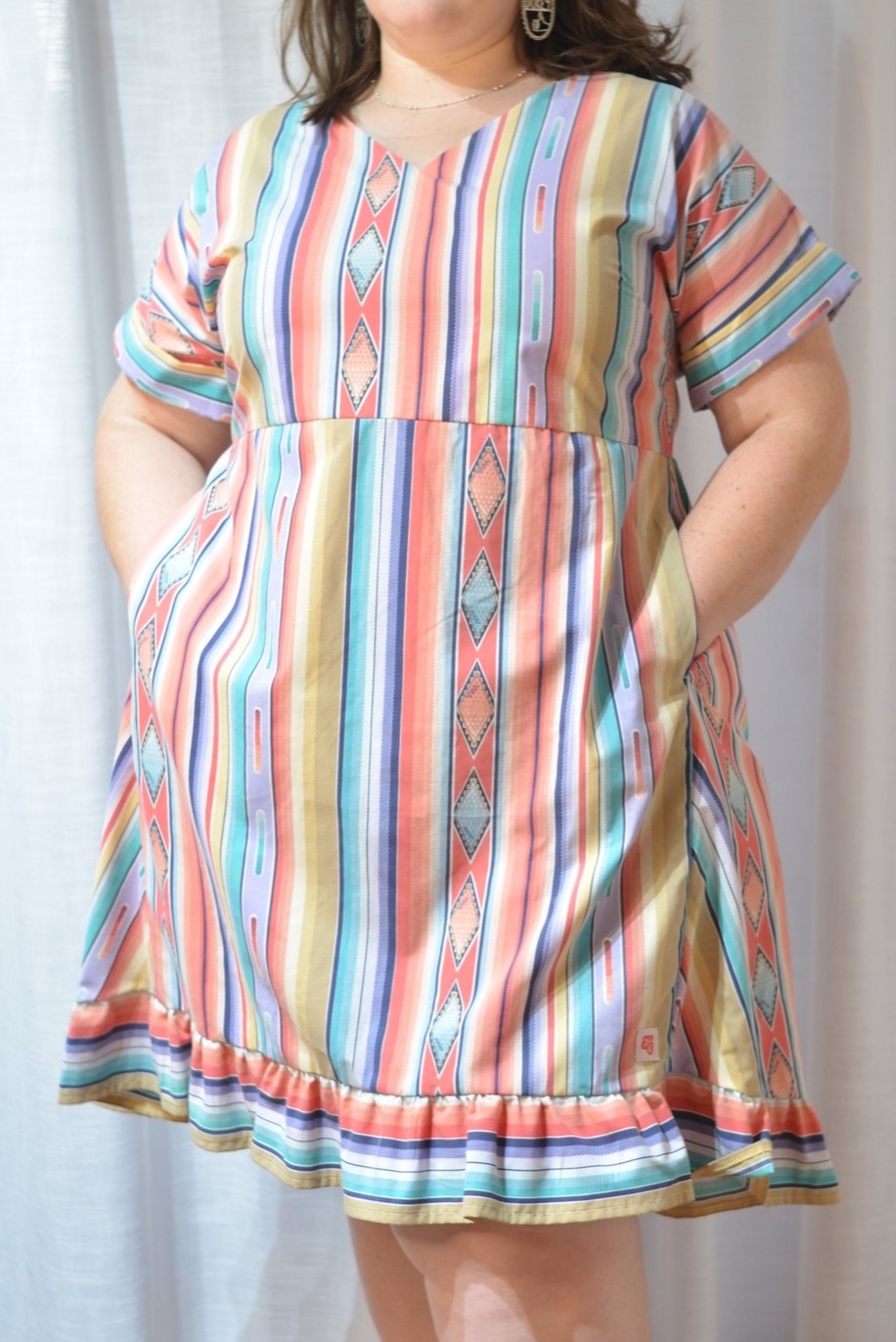 Ruffle Dress - 90s Stripe Size 16
