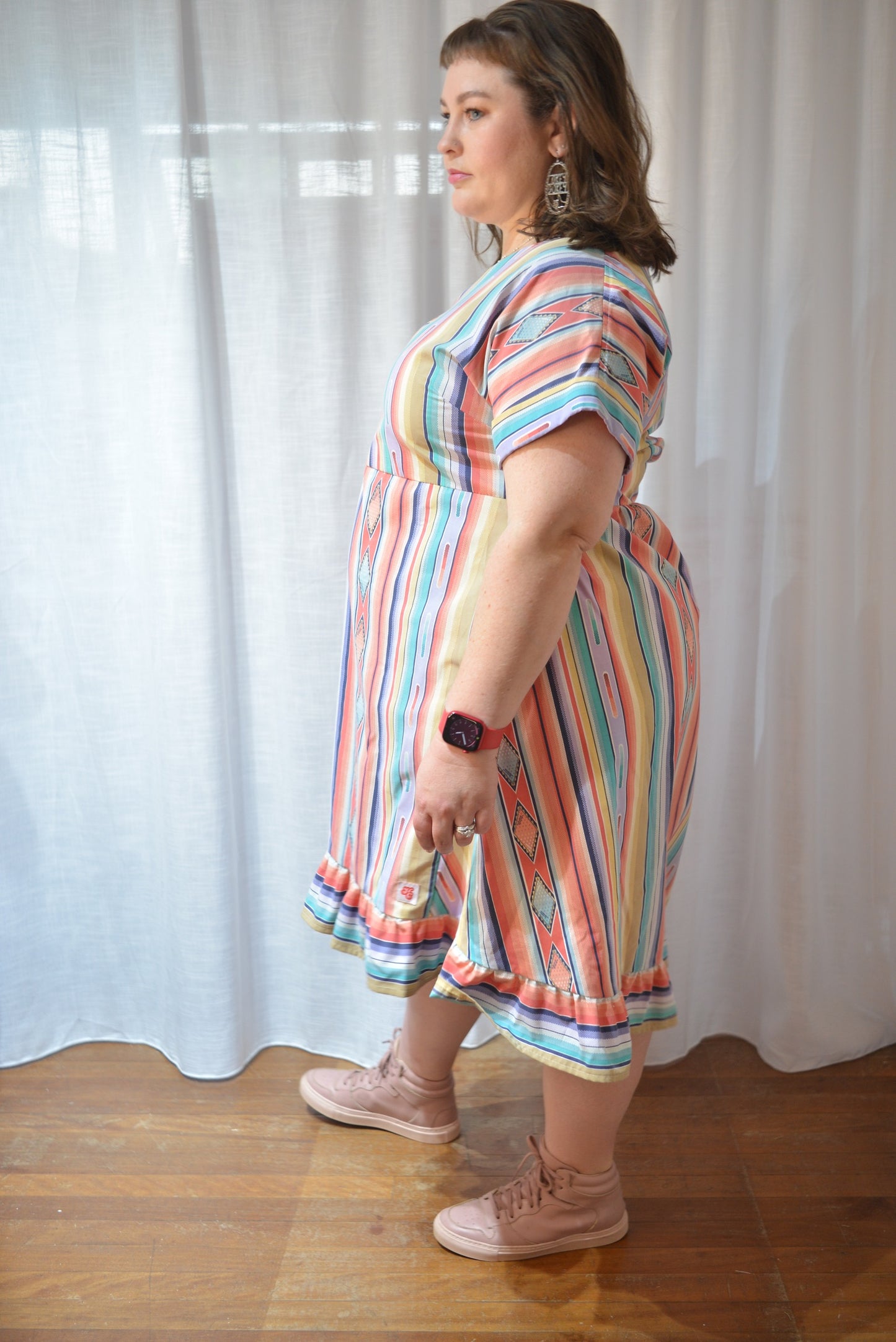Ruffle Dress - 90s Stripe Size 16