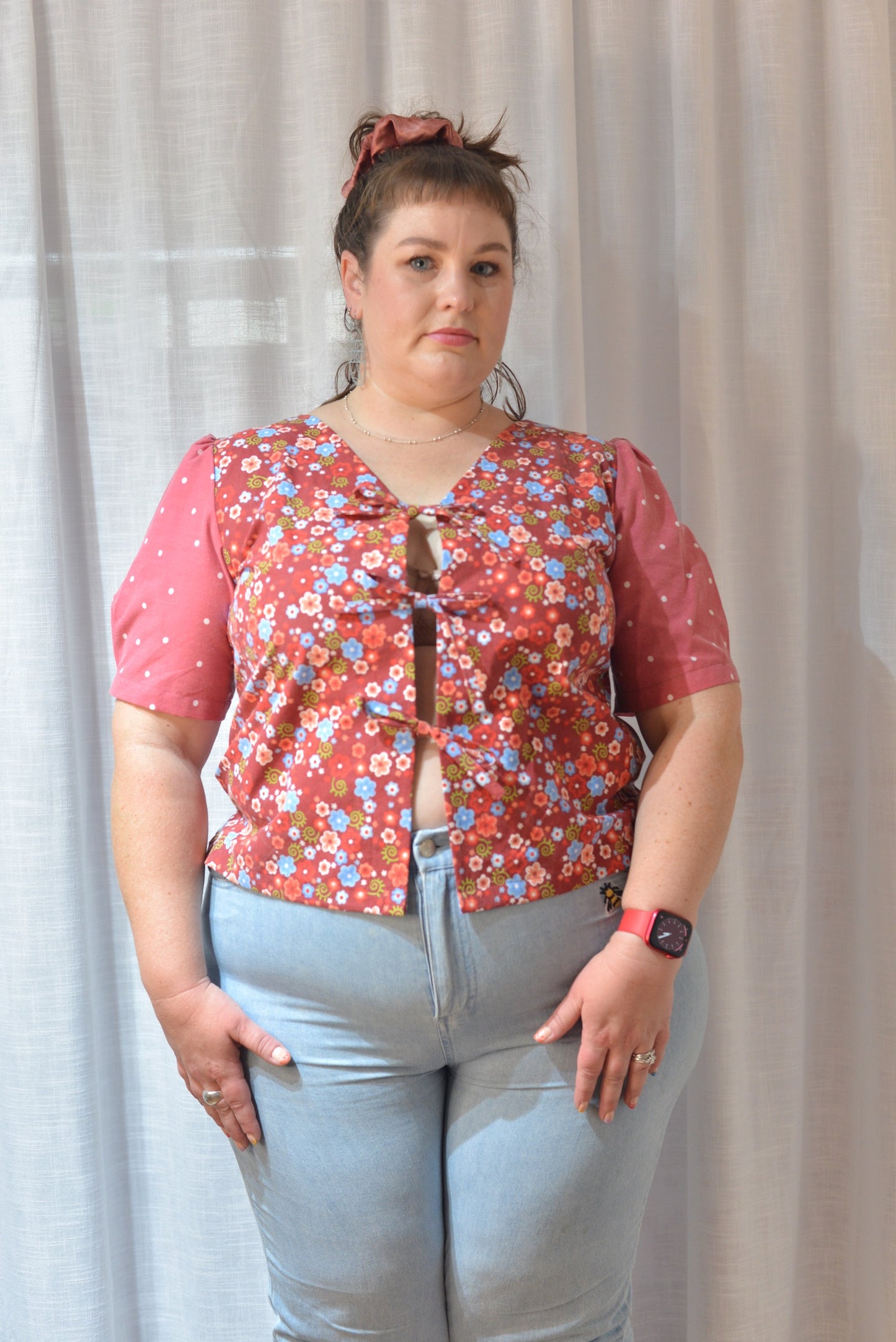Tie Front Top - Flower Fields Size 14