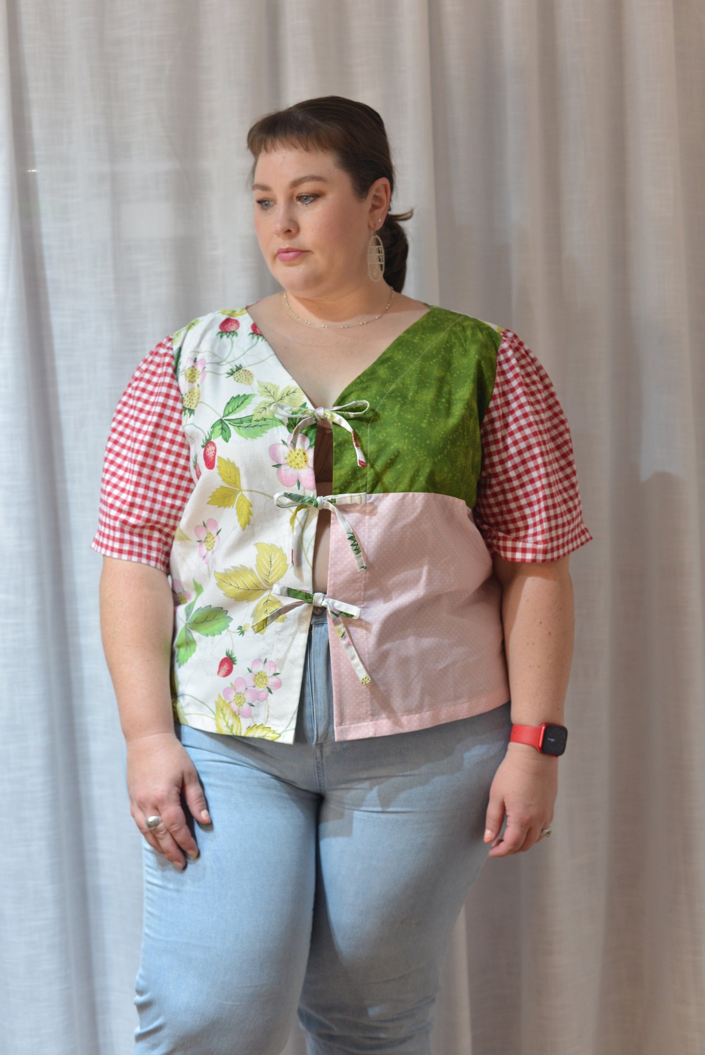 Tie Front Top - Strawberry Fields Size 22