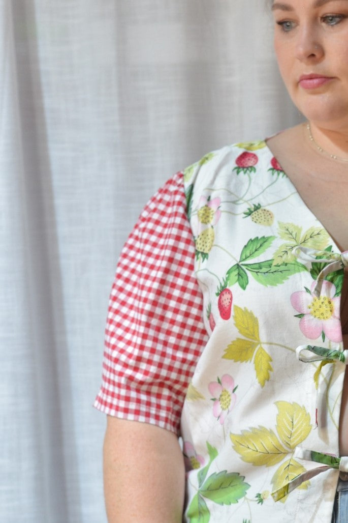 Tie Front Top - Strawberry Fields Size 22