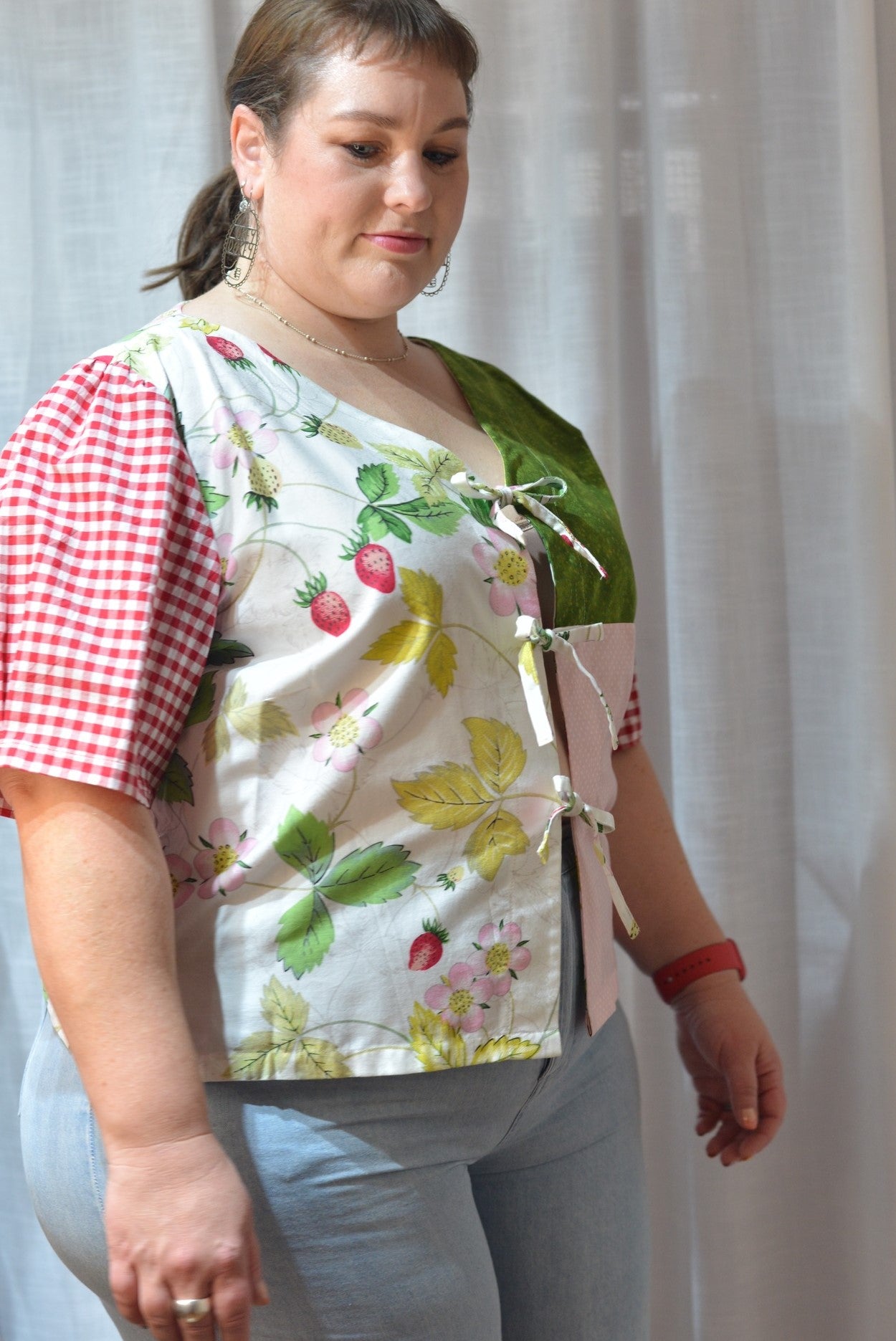 Tie Front Top - Strawberry Fields Size 22