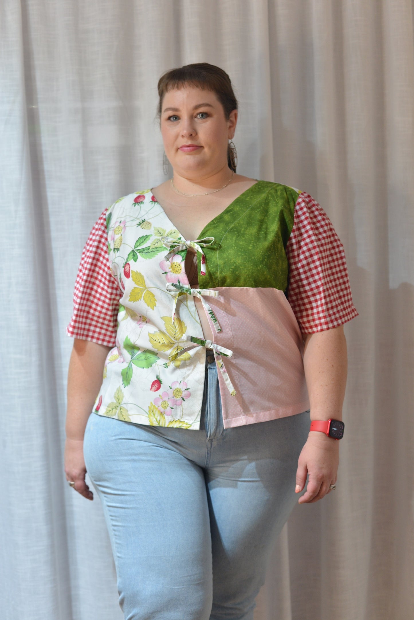 Tie Front Top - Strawberry Fields Size 22