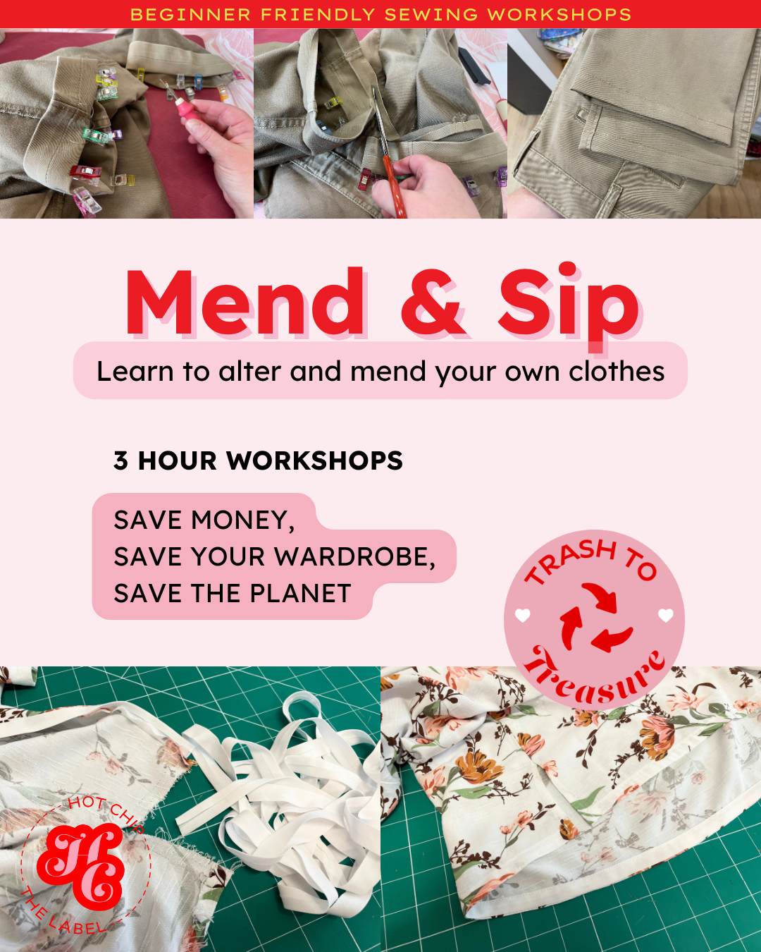 Mend & Sip Sewing Workshops (Choose a date)
