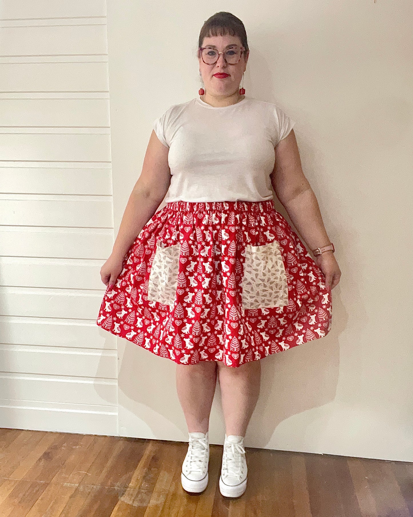 Christmas Patch Pocket Skirt - Size XL - Fair Isle Festive Koalas