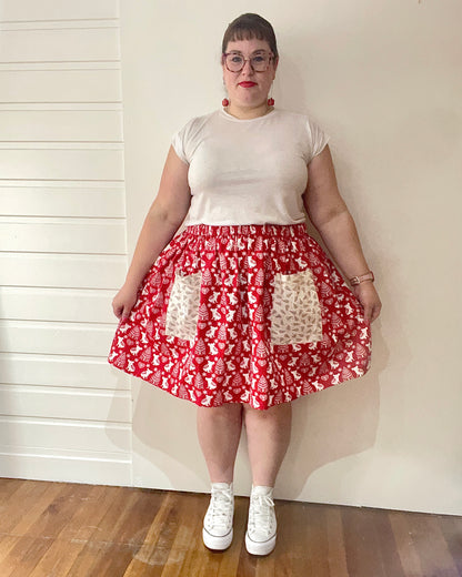 Christmas Patch Pocket Skirt - Size XL - Fair Isle Festive Koalas