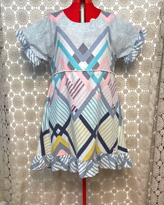 Ruffle Dress - Pastel Diamonds Size 20