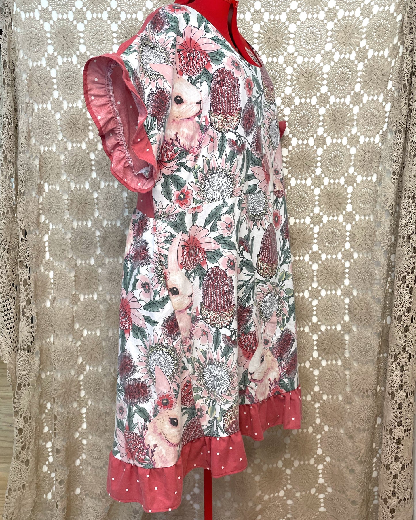 Ruffle Dress - Flora and Rabbits Size 30