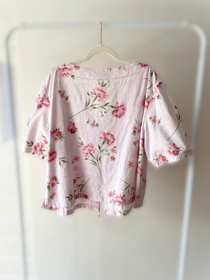 Tie Front Top - Size 24 - Pink Floral Lace (SECOND)