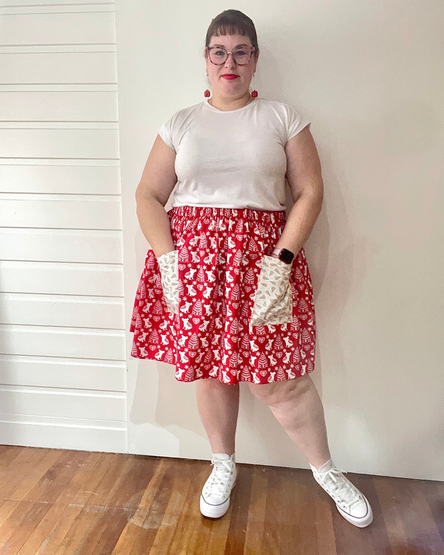 Christmas Patch Pocket Skirt - Size XL - Fair Isle Festive Koalas