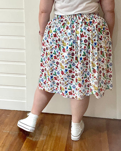 Christmas Patch Pocket Skirt - Size L - Folky Aussie Christmas