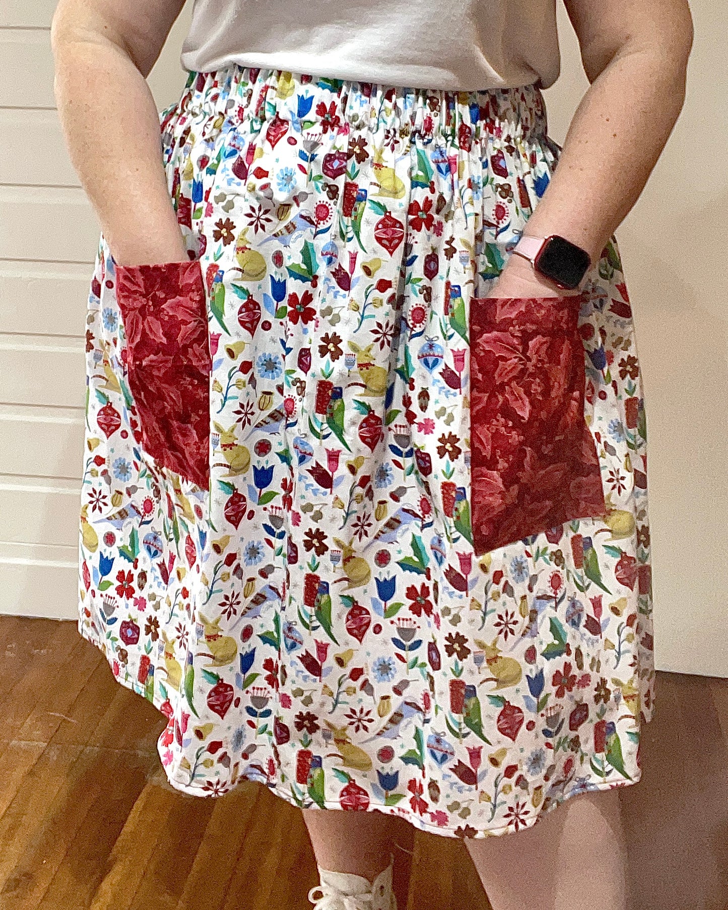 Christmas Patch Pocket Skirt - Size L - Folky Aussie Christmas