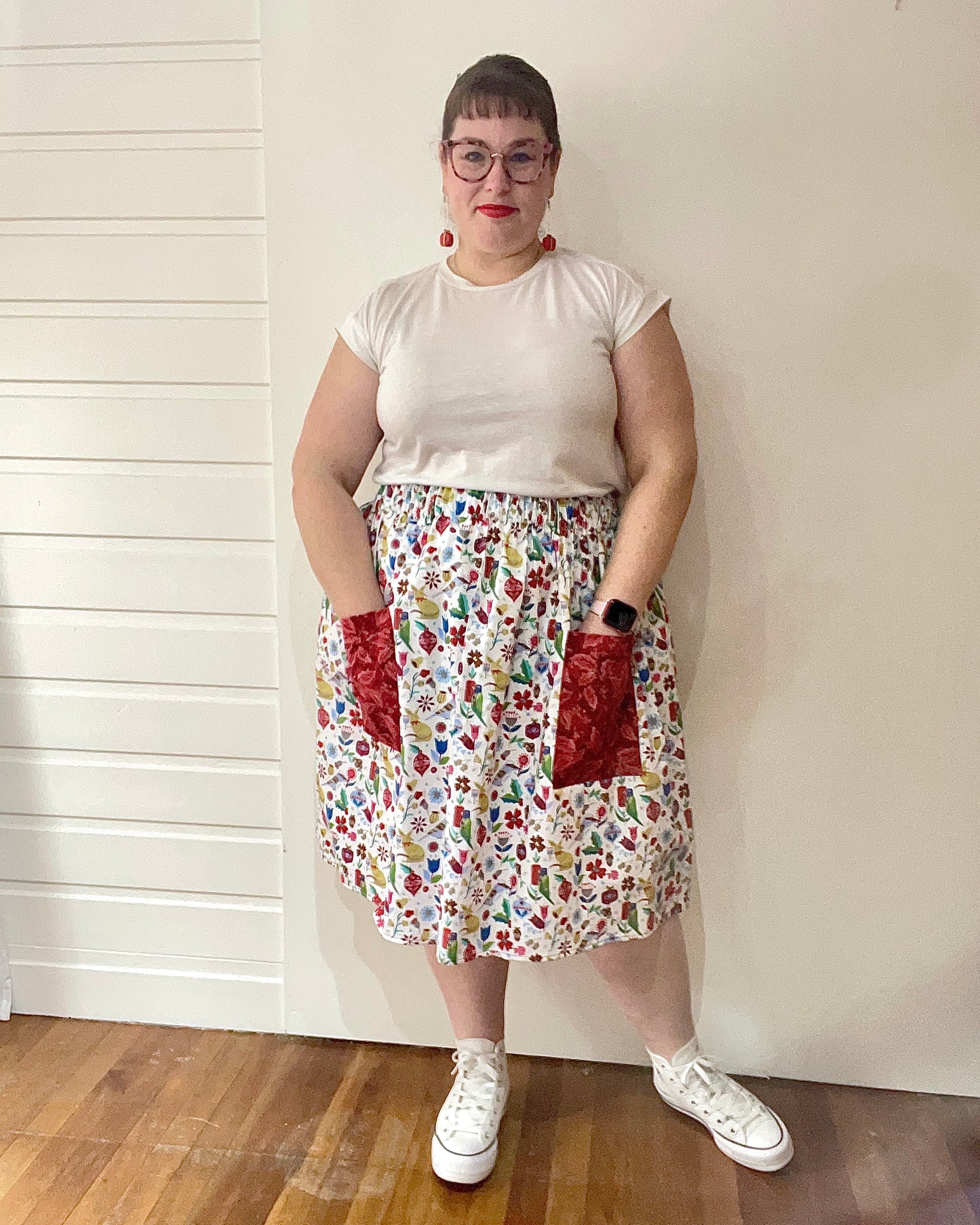 Christmas Patch Pocket Skirt - Size L - Folky Aussie Christmas