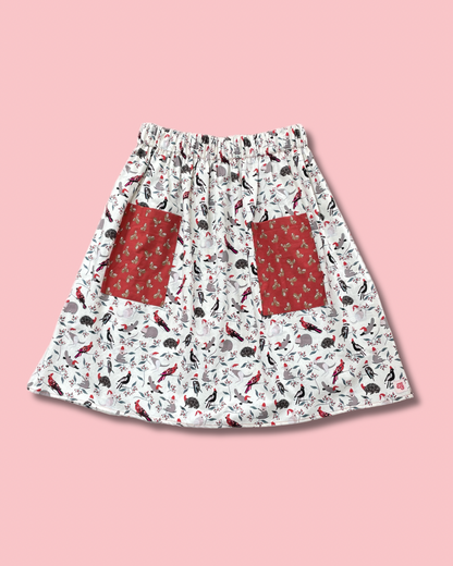 Christmas Patch Pocket Skirt - Size M - Aussie Wildlife Santas