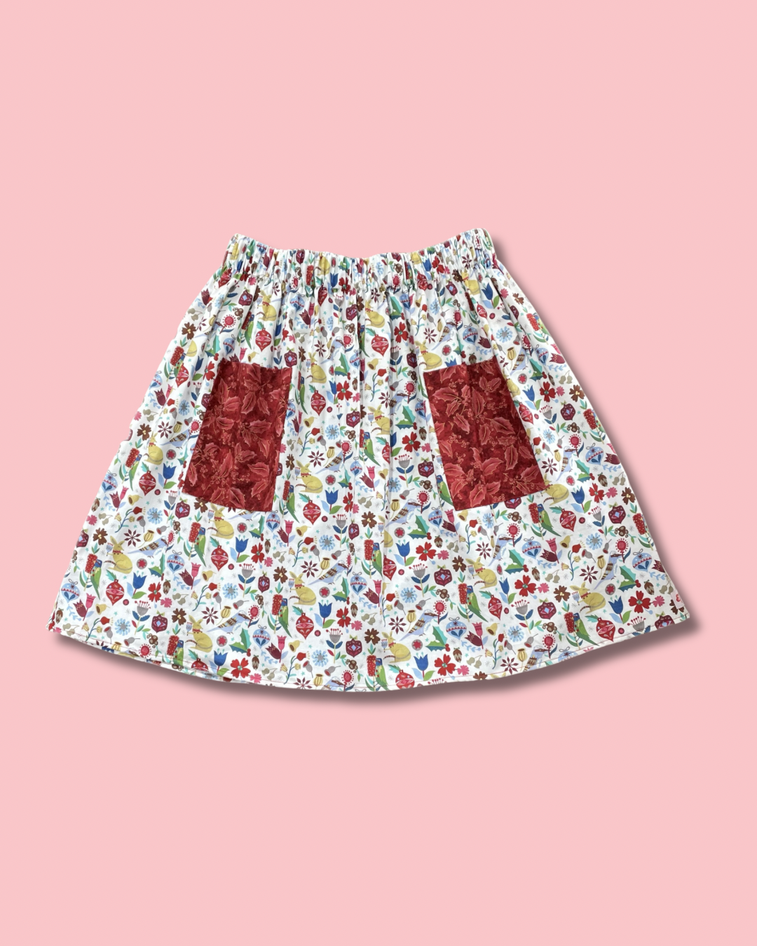 Christmas Patch Pocket Skirt - Size L - Folky Aussie Christmas