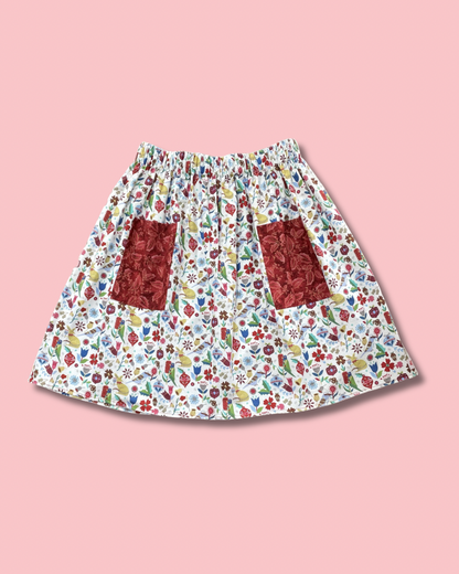 Christmas Patch Pocket Skirt - Size L - Folky Aussie Christmas