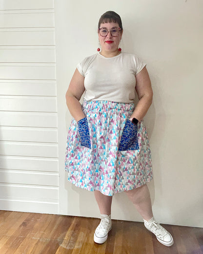 Christmas Patch Pocket Skirt - Size XL - Pastel Christmas Trees