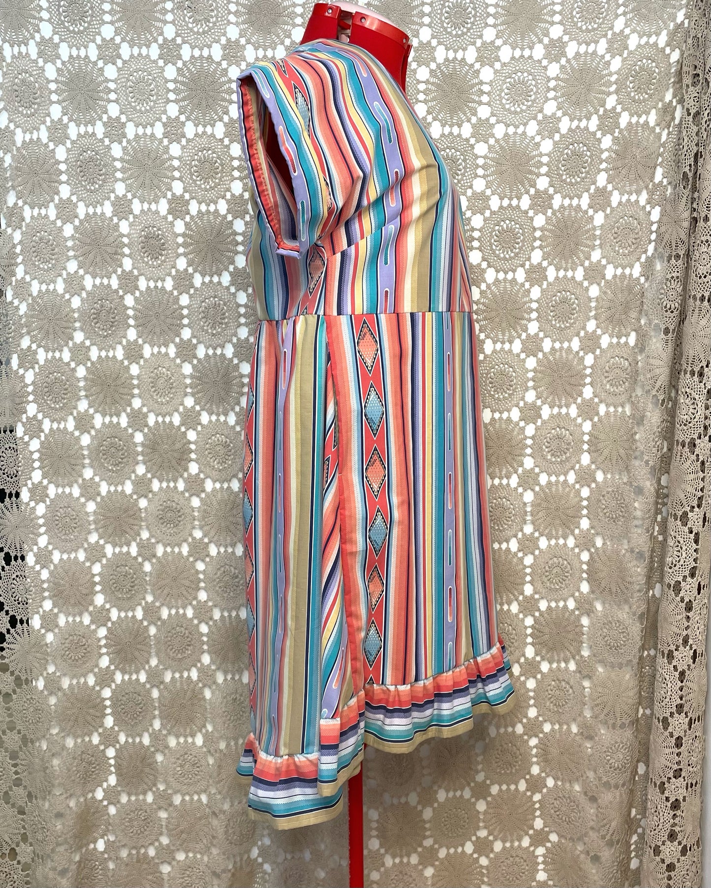 Ruffle Dress - 90s Stripe Size 16