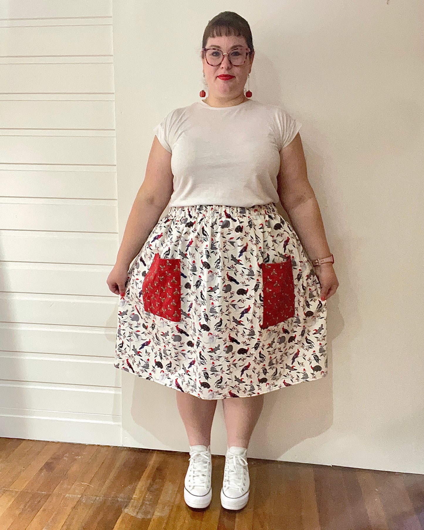 Christmas Patch Pocket Skirt - Size M - Aussie Wildlife Santas