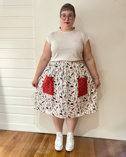 Christmas Patch Pocket Skirt - Size M - Aussie Wildlife Santas