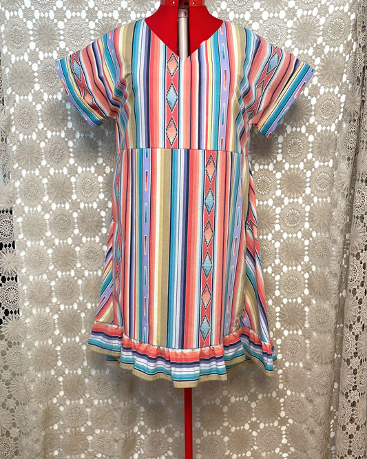 Ruffle Dress - 90s Stripe Size 16