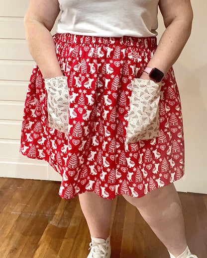 Christmas Patch Pocket Skirt - Size XL - Fair Isle Festive Koalas