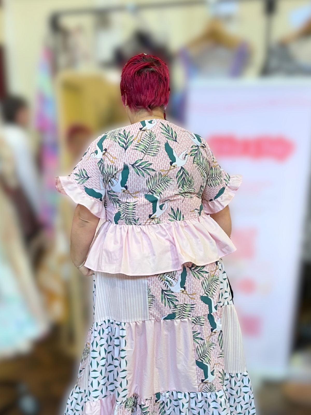 Peplum Top - Size 22 - Palms and Cranes