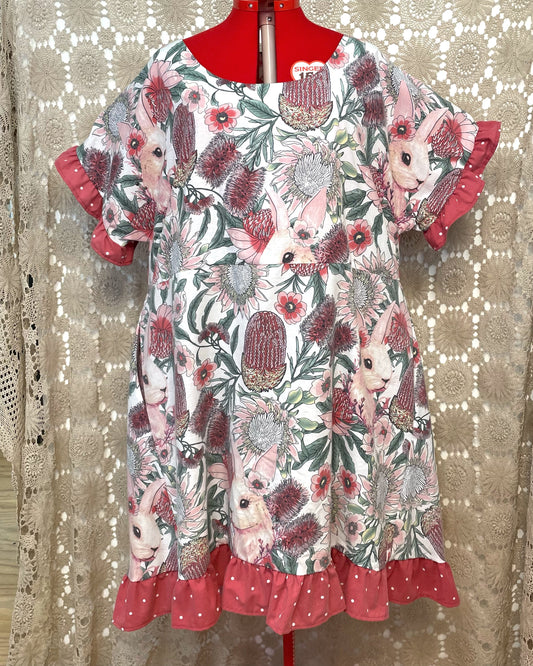 Ruffle Dress - Flora and Rabbits Size 30