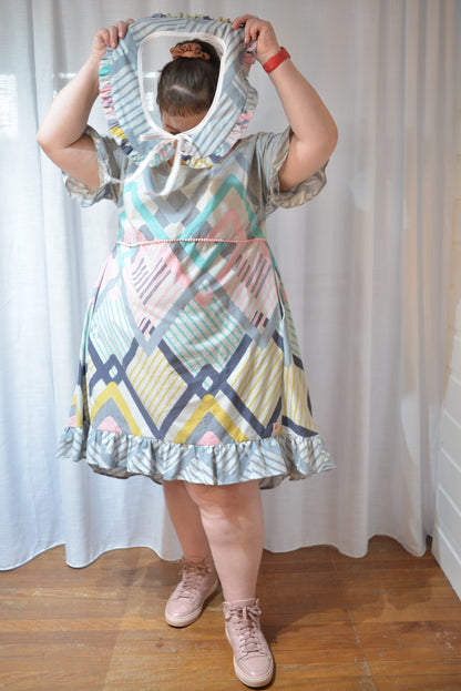 Ruffle Dress - Pastel Diamonds Size 20