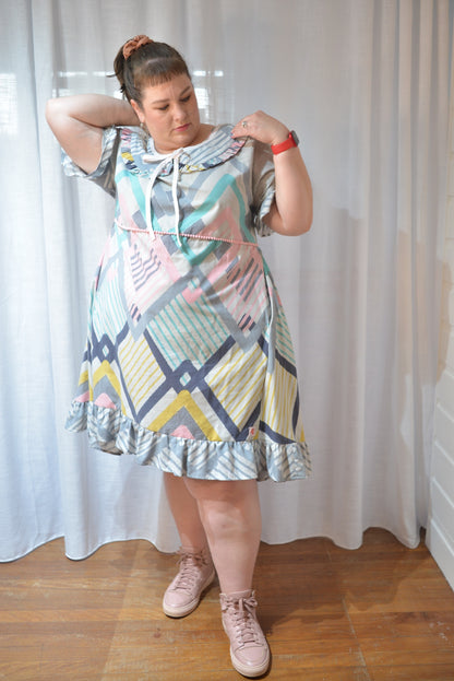 Ruffle Dress - Pastel Diamonds Size 20