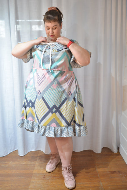 Ruffle Dress - Pastel Diamonds Size 20