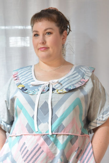 Ruffle Dress - Pastel Diamonds Size 20