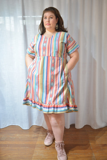 Ruffle Dress - 90s Stripe Size 16