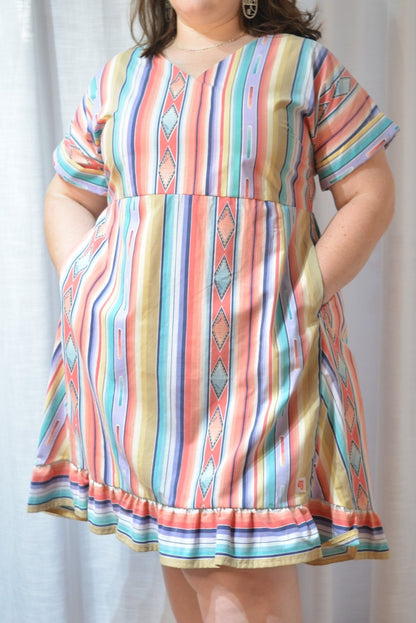 Ruffle Dress - 90s Stripe Size 16