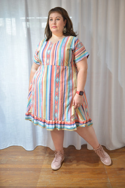 Ruffle Dress - 90s Stripe Size 16