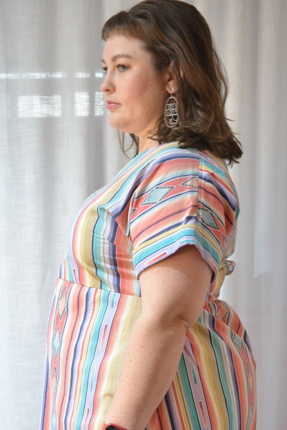 Ruffle Dress - 90s Stripe Size 16