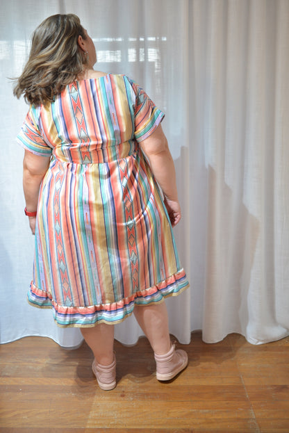 Ruffle Dress - 90s Stripe Size 16