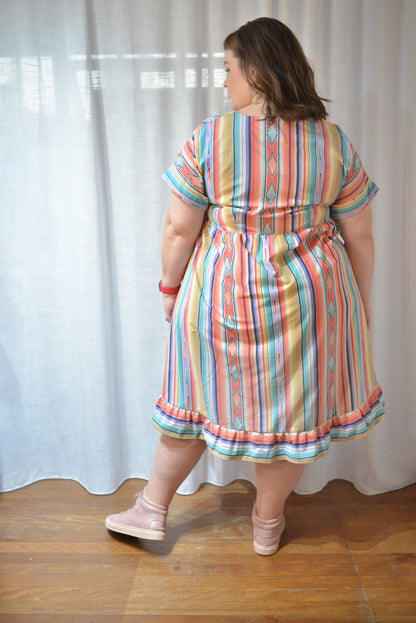 Ruffle Dress - 90s Stripe Size 16
