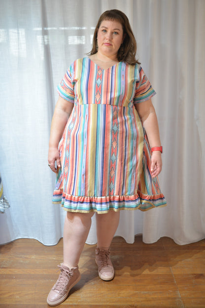 Ruffle Dress - 90s Stripe Size 16