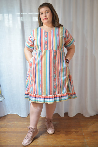 Ruffle Dress - 90s Stripe Size 16