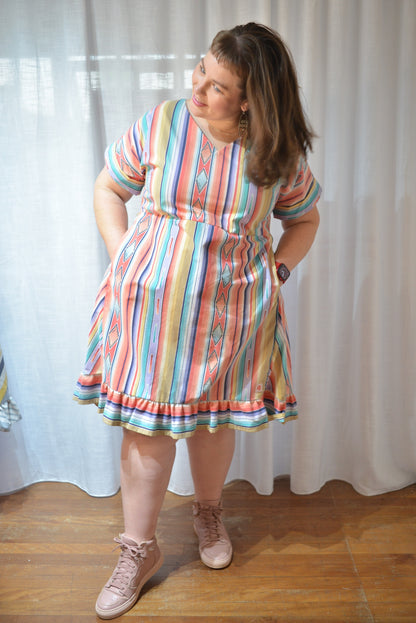 Ruffle Dress - 90s Stripe Size 16
