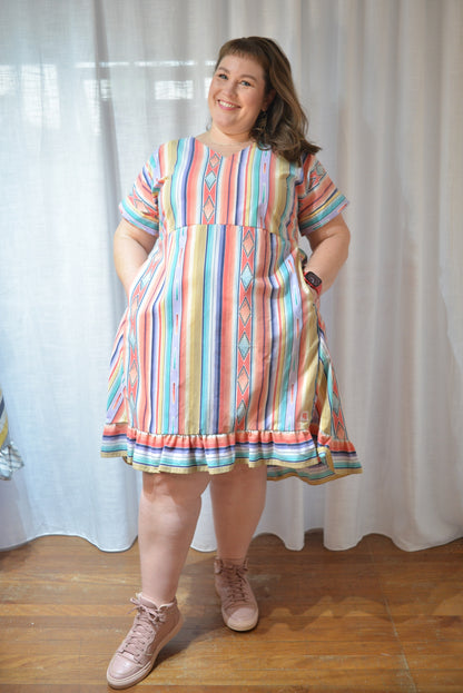 Ruffle Dress - 90s Stripe Size 16