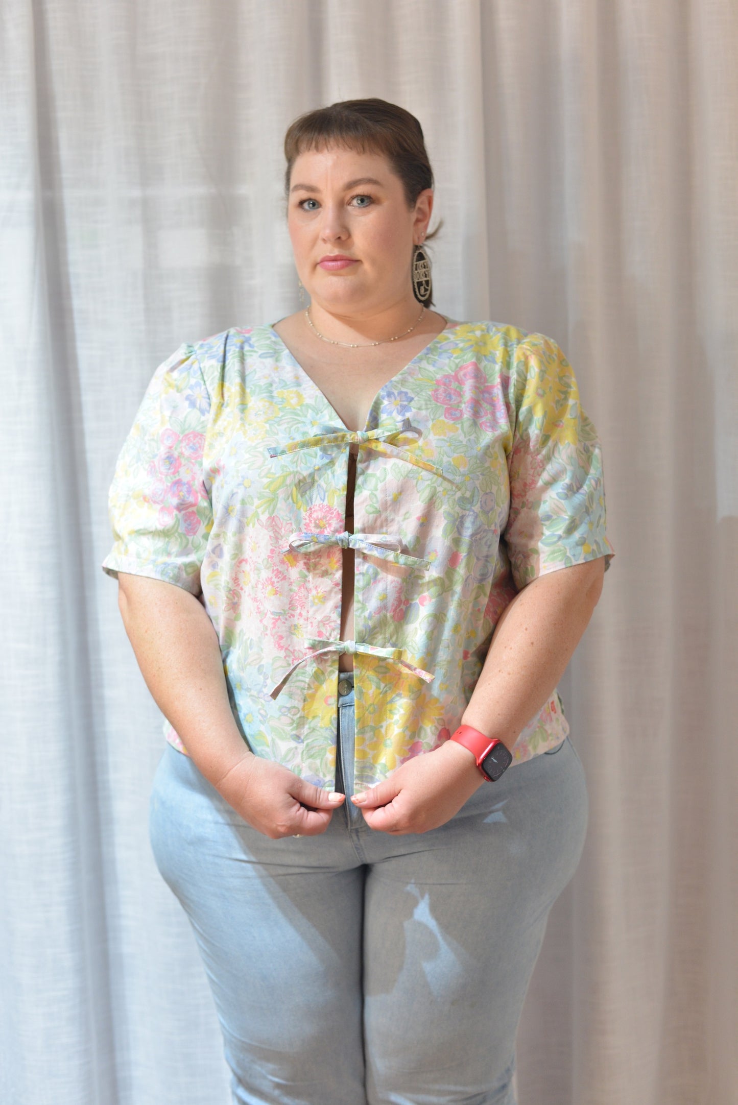 Tie Front Top - Matisse's Garden Size 18