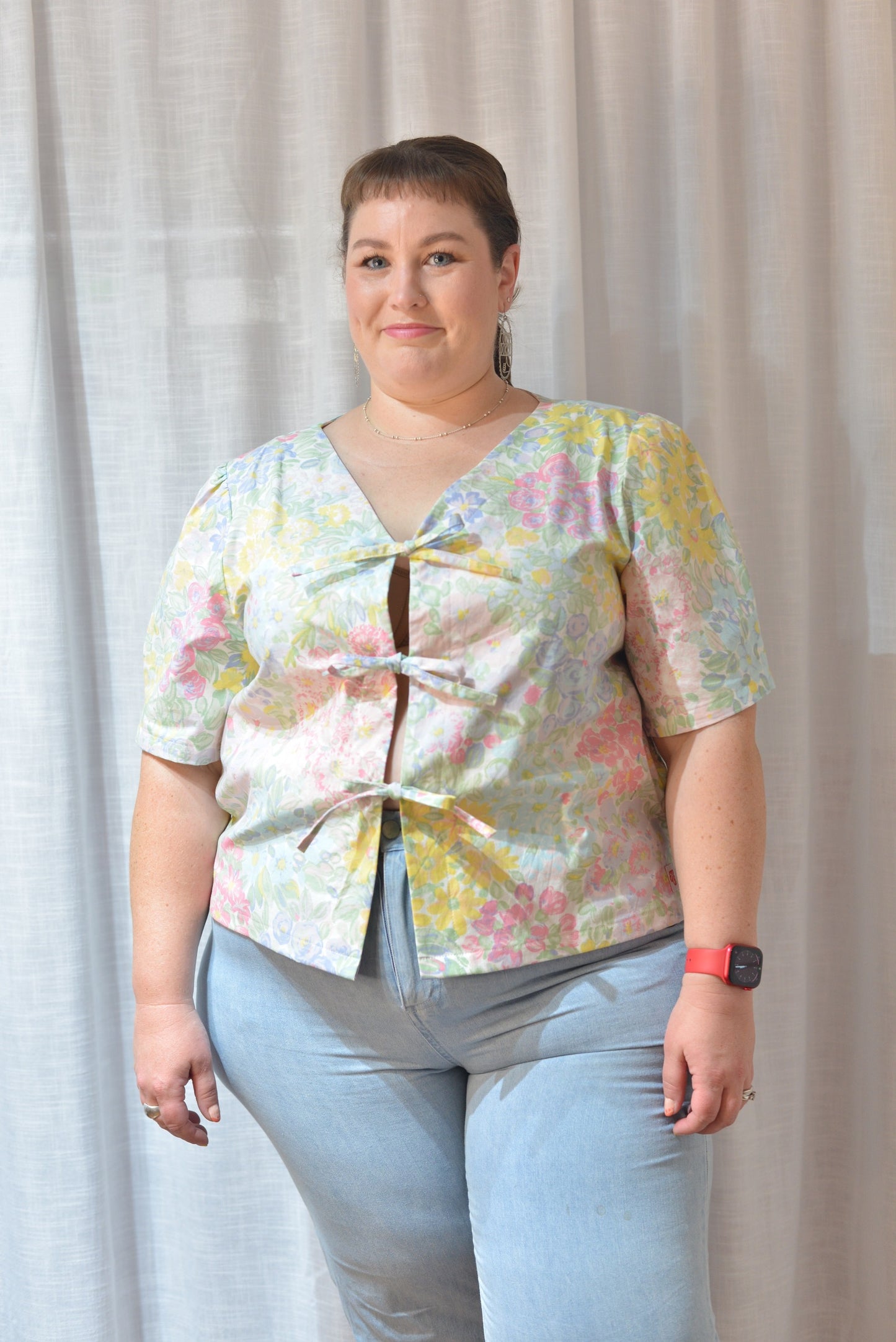 Tie Front Top - Matisse's Garden Size 18