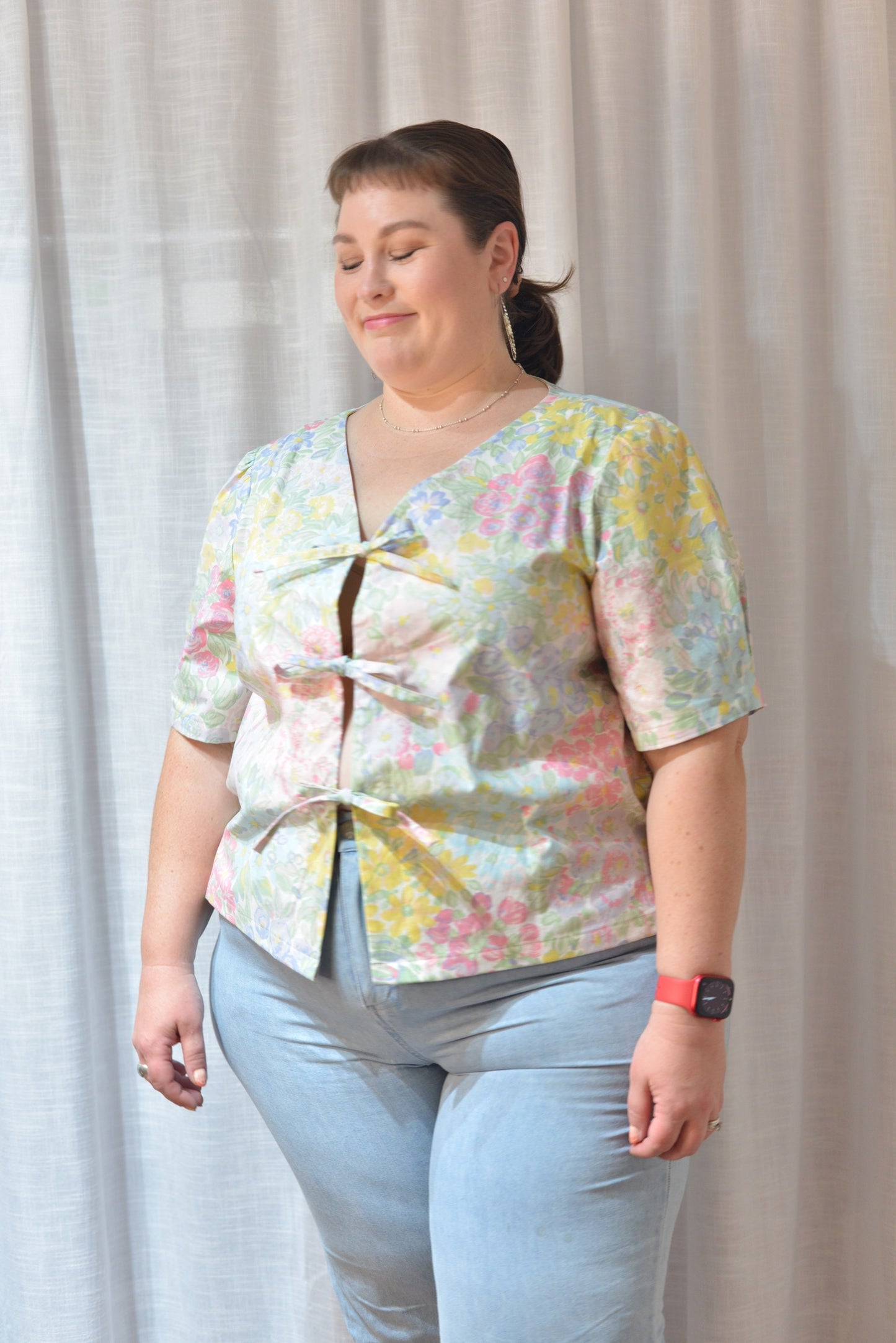 Tie Front Top - Matisse's Garden Size 18