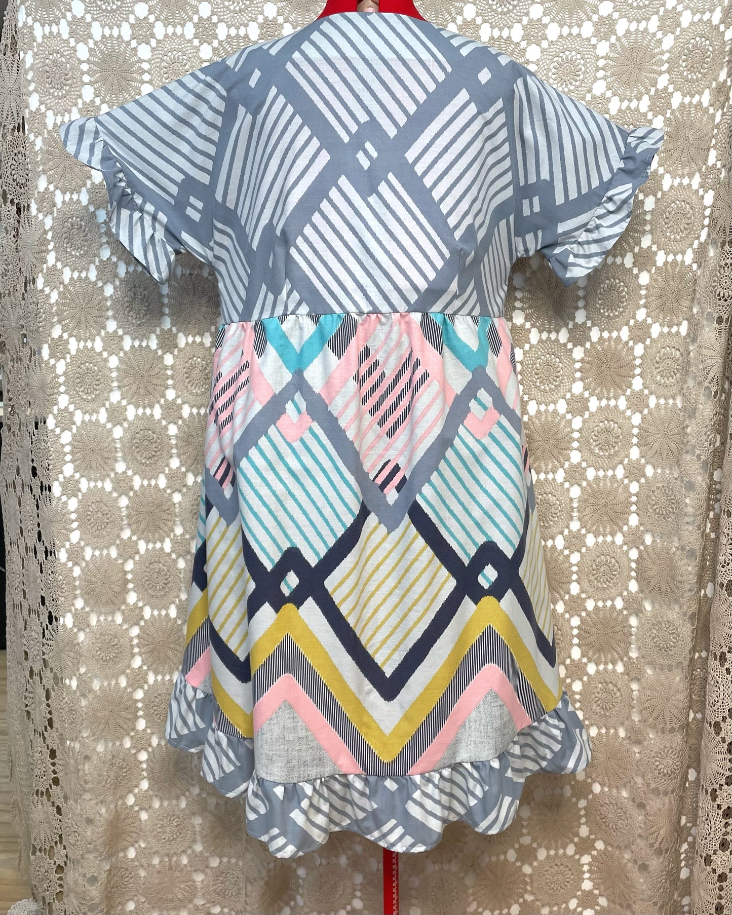 Ruffle Dress - Pastel Diamonds Size 20